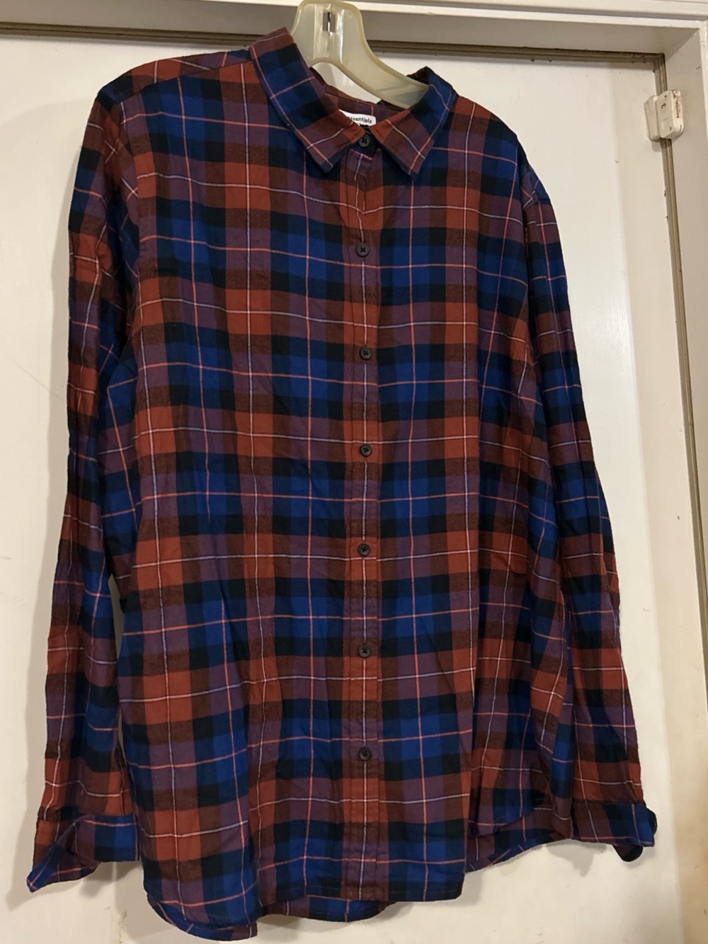 Amazon Essentials Women's Plaid Button-Down Shirt - Rust & Blue